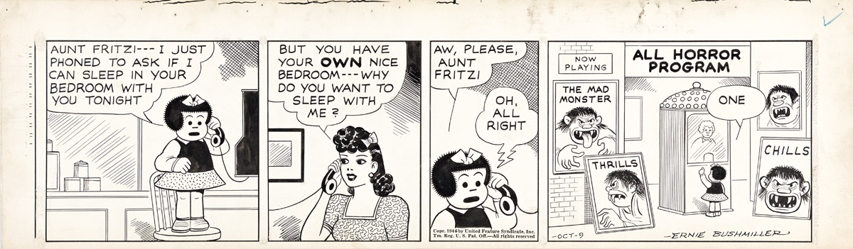 ERNIE (ERNEST PAUL) BUSHMILLER (1905-1982 Now Nancys All Set. Nancy Daily Comic Strip, 1946.
